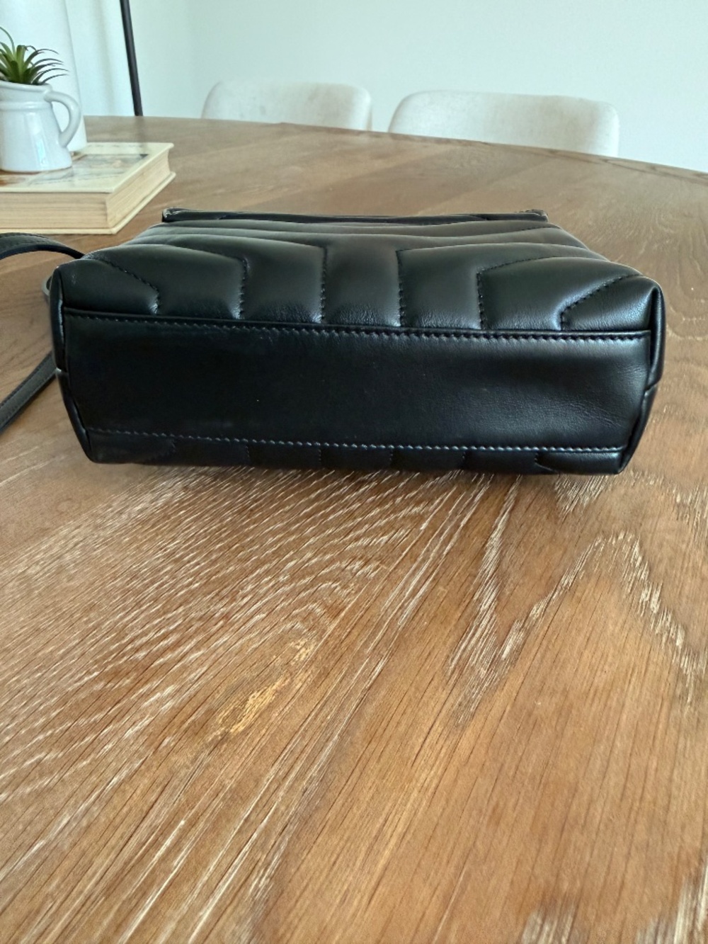 Saint Laurent Black Quilted Leather Crossbody with Tone-on-Tone YSL Logo - Picture 5 of 10